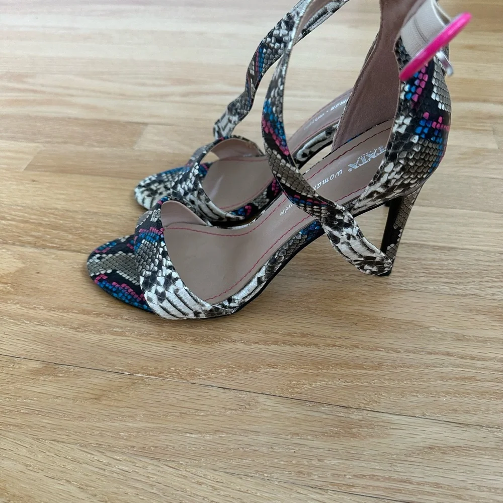 Tata Italia Snakeskin Heels with Pink and Blue Accents - Picture 7 of 8